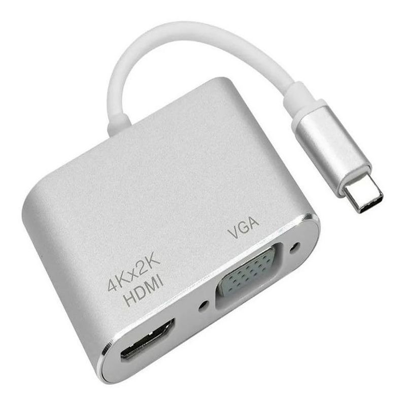 GENERICO - Adaptador USB C a HDMI y VGA para pantallas externas 4K