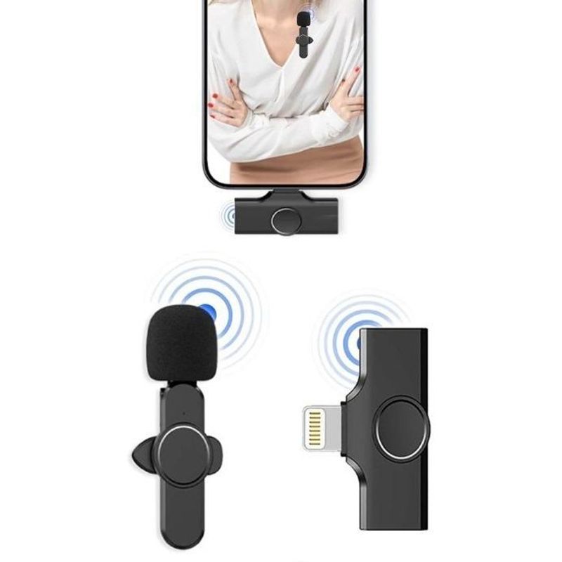 GENERICO - Micrófono Inalámbrico Clip USB-C para Smartphones 80m alcance