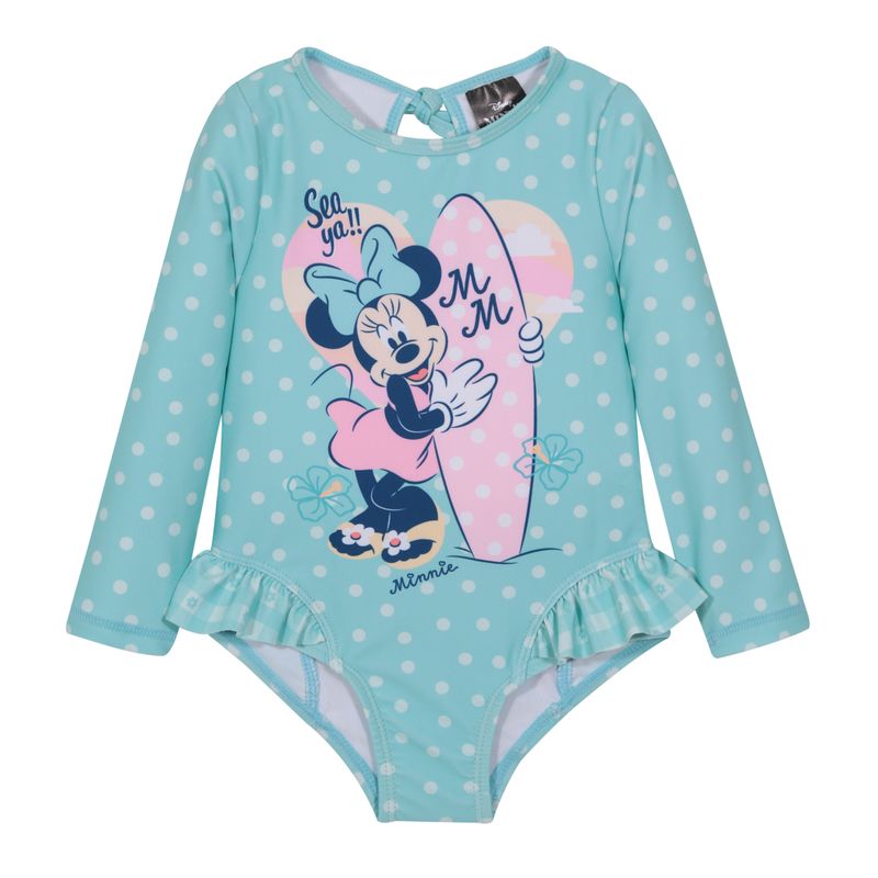 DISNEY - Traje de Baño Bebe Niña Entero UV50+ MLarga Disney Minnie - Verde