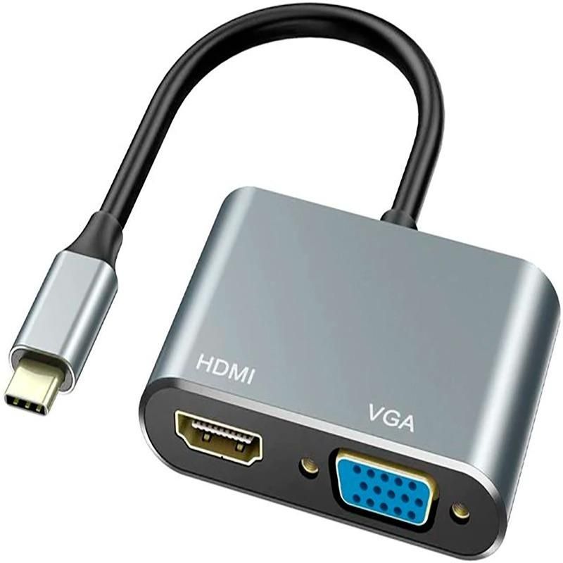 GENERICO - Adaptador USB C a VGA y HDMI para pantallas duales 4K