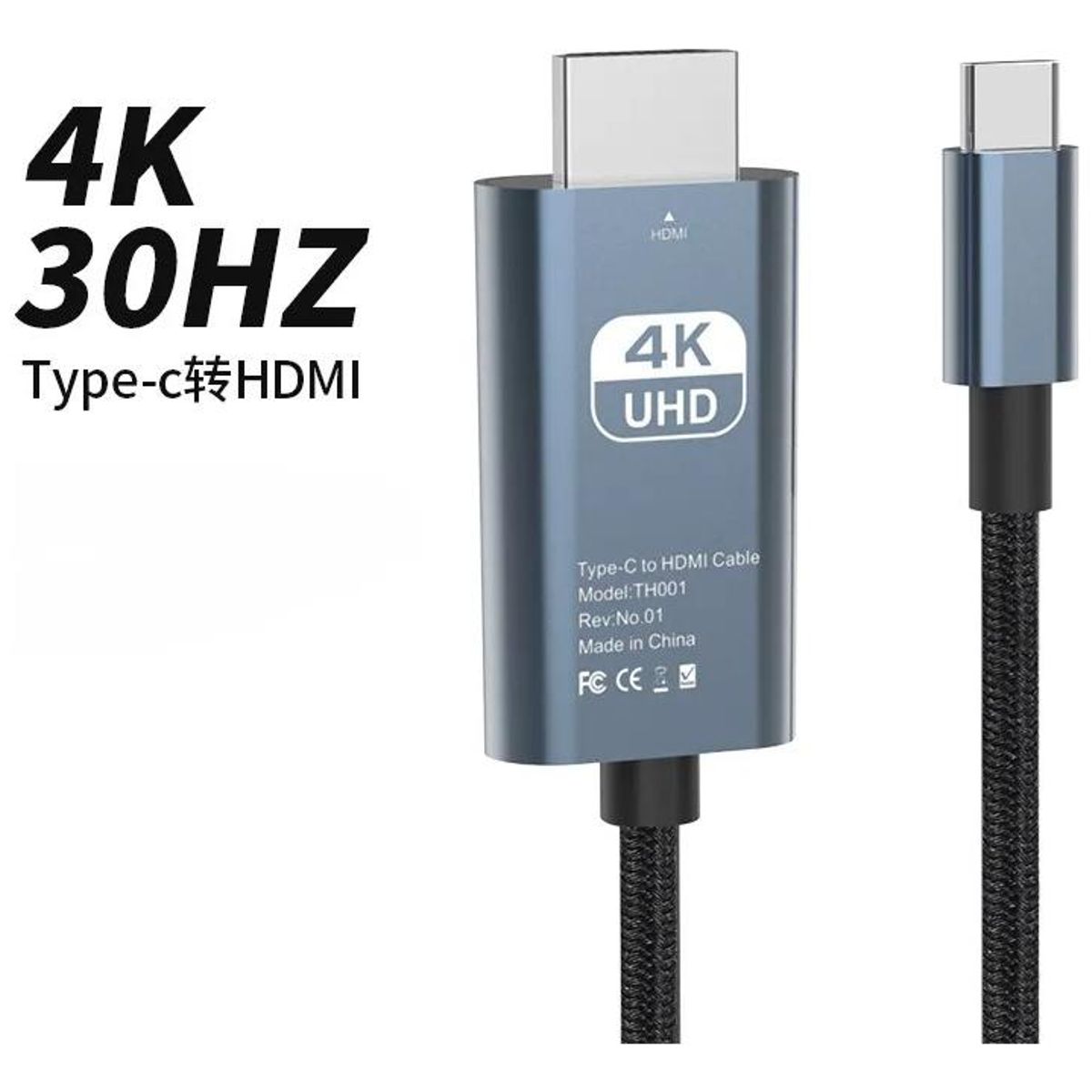 GENERICO - Cable USB-C a HDMI 4K 2m para espejo o extensión