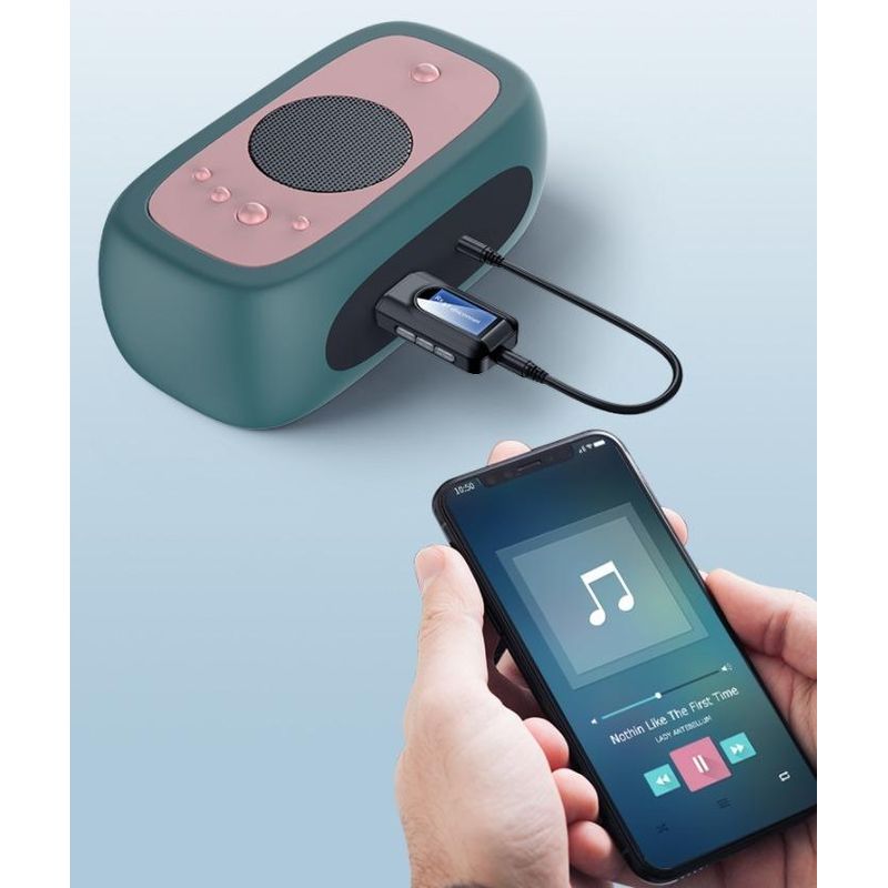GENERICO - Transmisor y Receptor Bluetooth 50 con Pantalla LCD portátil
