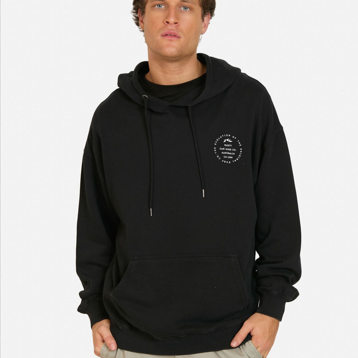 RUSTY - Poleron Canguro Brezal Negro Hombre Rusty - Negro