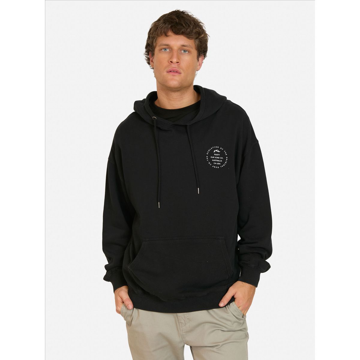 RUSTY - Poleron Canguro Brezal Negro Hombre Rusty - Negro