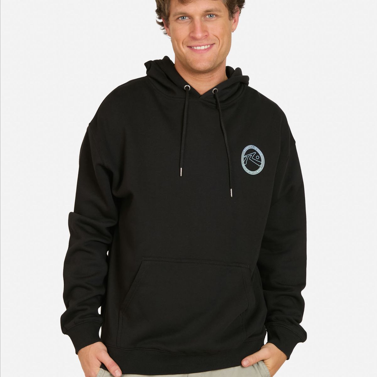 RUSTY - Poleron Canguro Boreal Negro Hombre Rusty - Negro