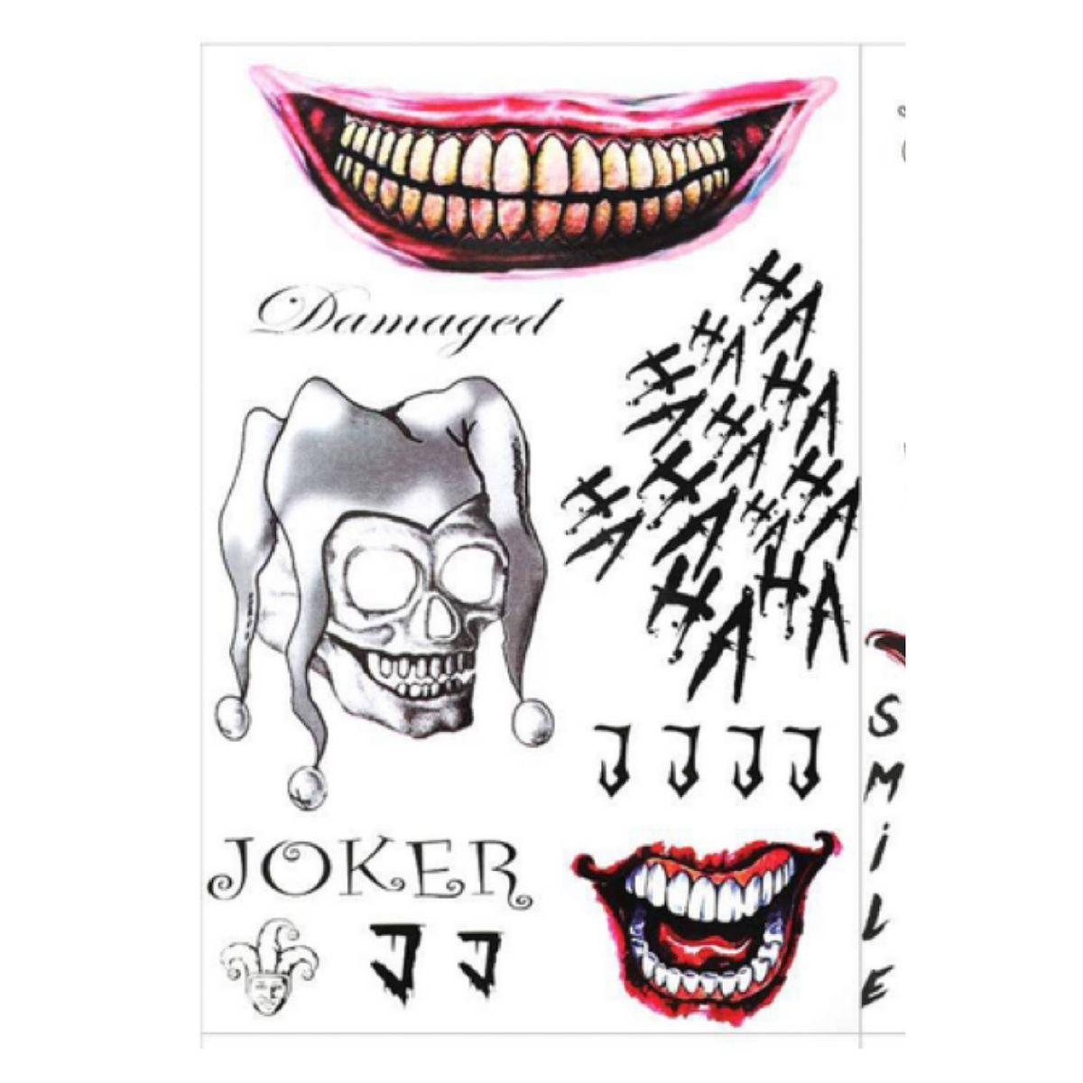 GENERICO - Tatuaje Temporal Cosplay Joker - Guasón - Versión 2