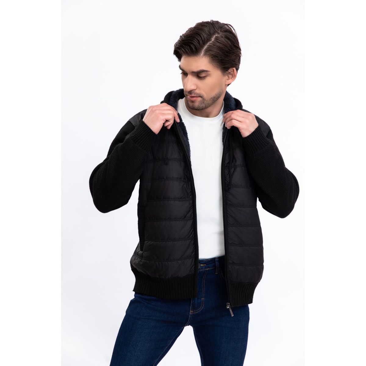 LIKE SHOP - Chaqueta Hombre Forro Interior Piel Capucha Bolsillos Cierre 7176