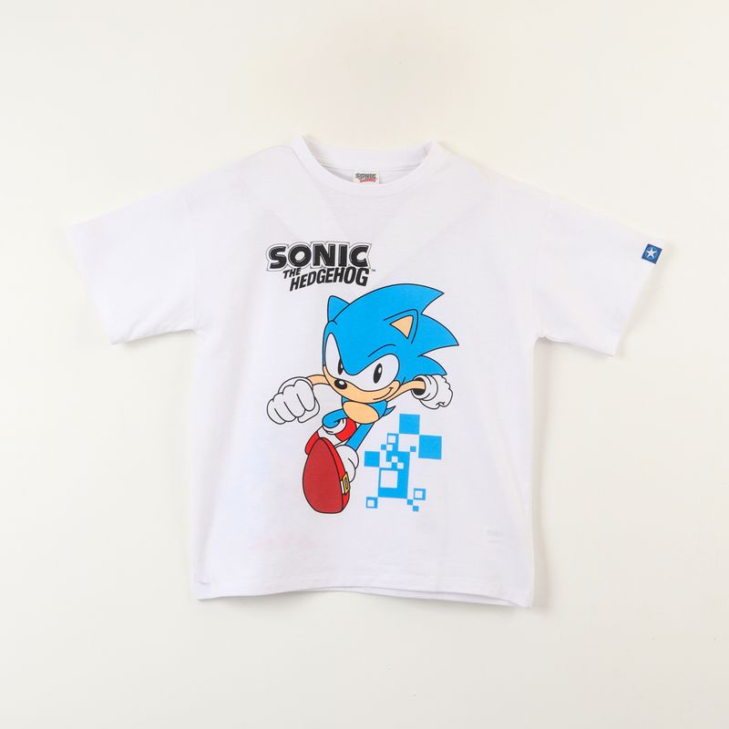 SONIC - Polera Manga Corta Niño Running Blanco Sonic