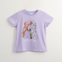 Polera Manga Corta Niña Frozen Elsa Y Anna Morado