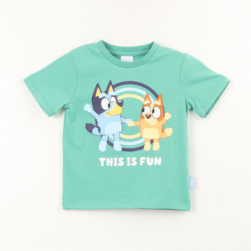 BLUEY - Polera Manga Corta Niño Verde Fun Bingo Y Bluey