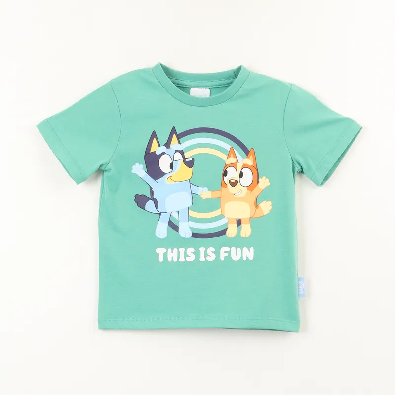 BLUEY - Polera Manga Corta Niño Verde Fun Bingo Y Bluey