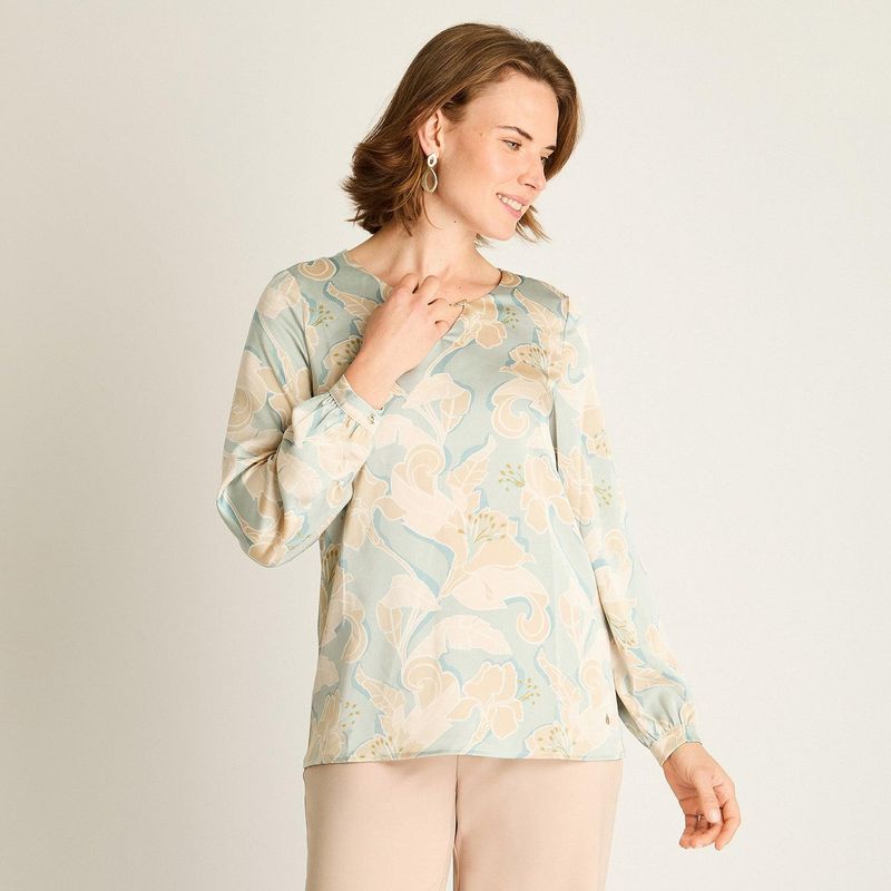 LORENZO DI PONTTI - Polera Menta con Estampado Floral