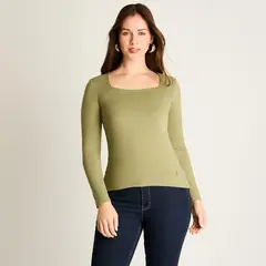 LORENZO DI PONTTI - Polera Verde Cuello Cuadrado