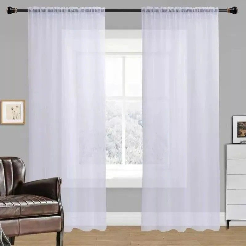 GENERICO - Cortina Velo Liso 140x220cm 2 Paño - Blanco
