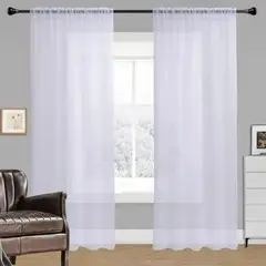 GENERICO - Cortina Velo Liso 140x220cm 2 Paño - Blanco
