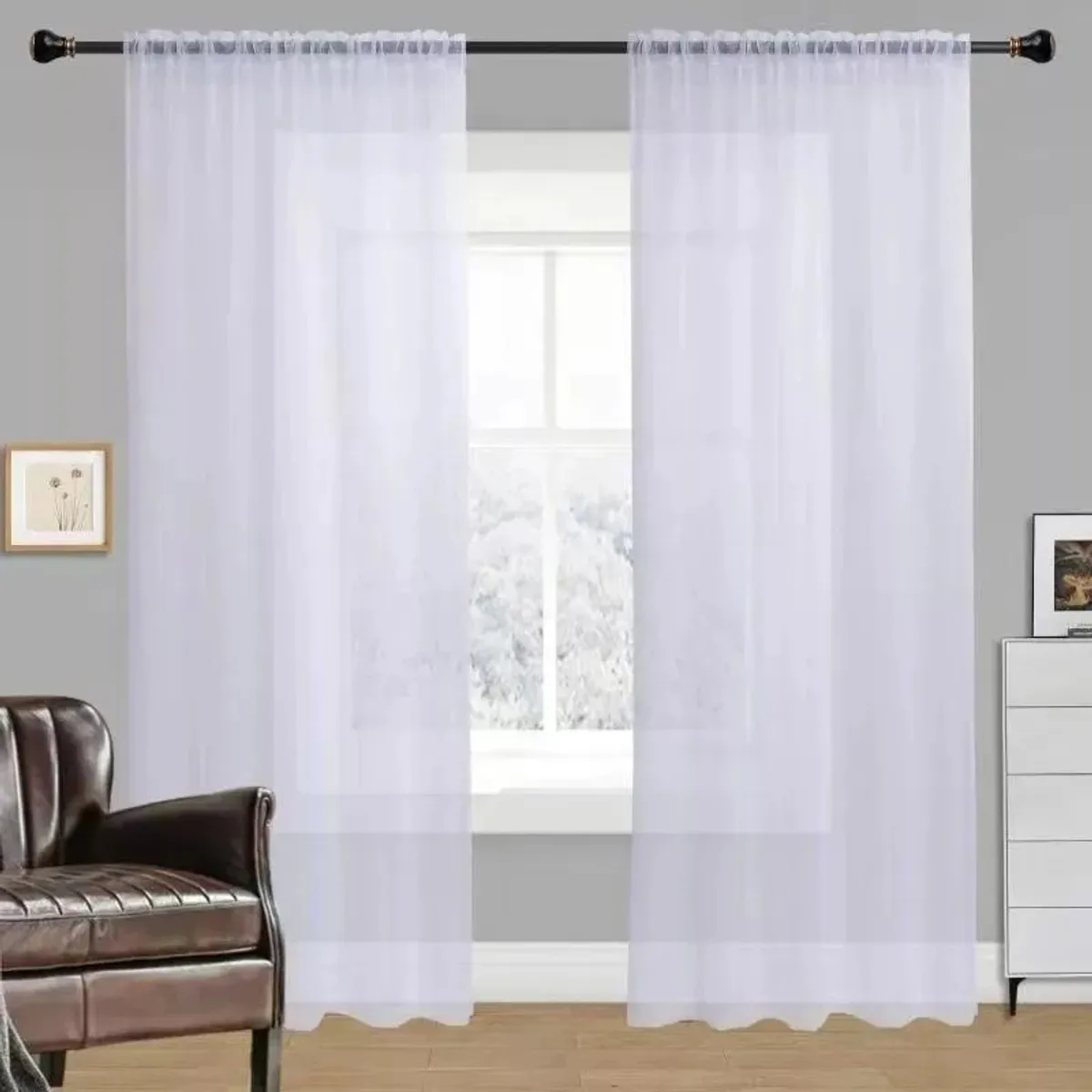 OKAY - Cortina Velo Liso 140x220cm 2 Paño - Blanco