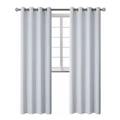 ESHOPANGIE - Cortina Blackout 1 Paño 140x220 Cm Tela Poliester Blanco grisáceo
