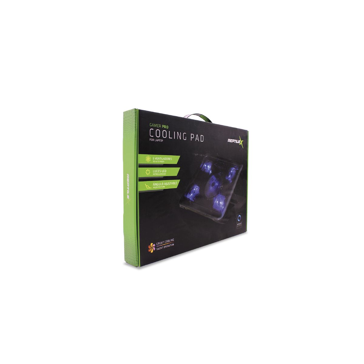 REPTILEX - Base Gamer 5 Ventiladores Notebook Reptilex Luz Azul - Ps