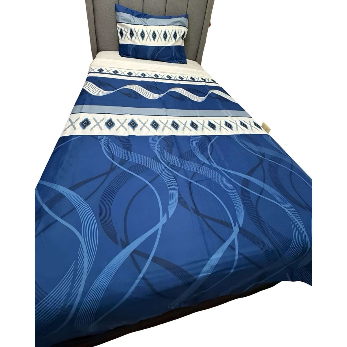 GENERICO - Juego de Sábanas plaza y media Adulto Azul