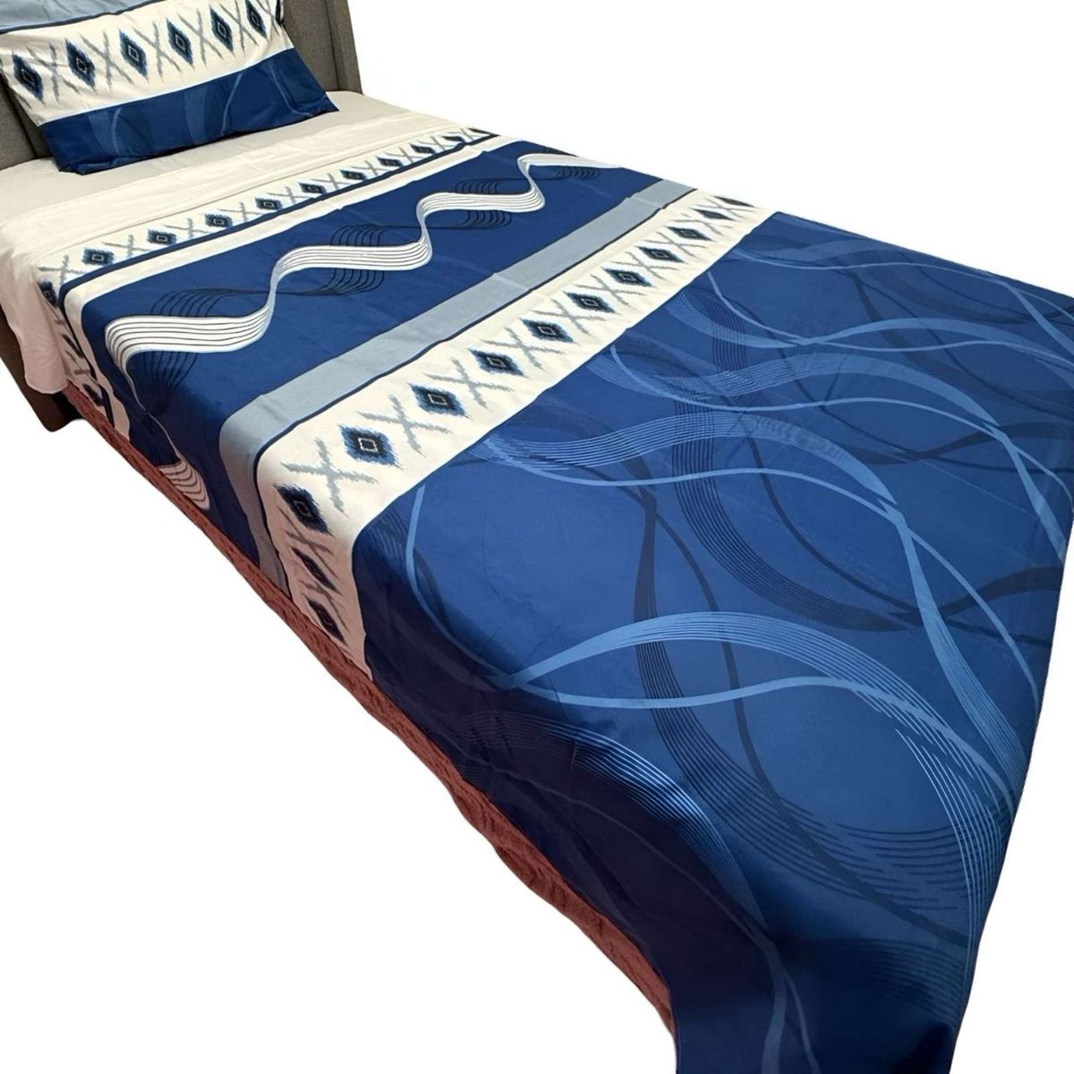 GENERICO - Juego de Sábanas plaza y media Adulto Azul