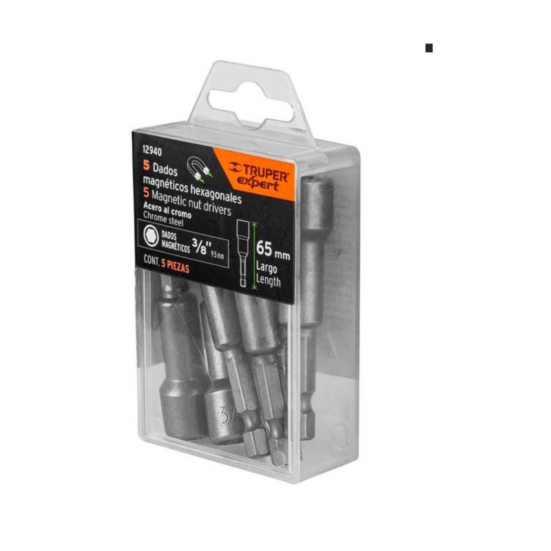 TRUPER - Set De 5 Dados Magne Hexagonales 38 Truper Expert Pude-9027