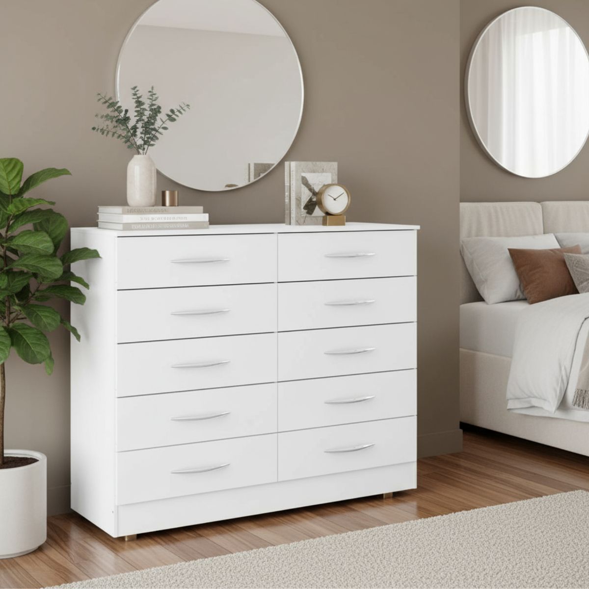 EXIT - Cómoda 10 Cajones 117x92x40 cm Blanco