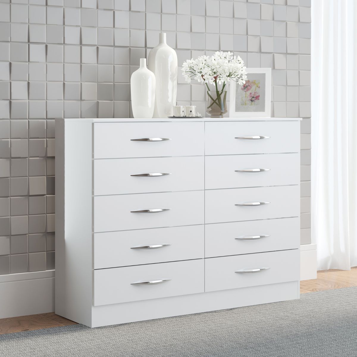 EXIT - Cómoda 10 Cajones 117x92x40 cm Blanco