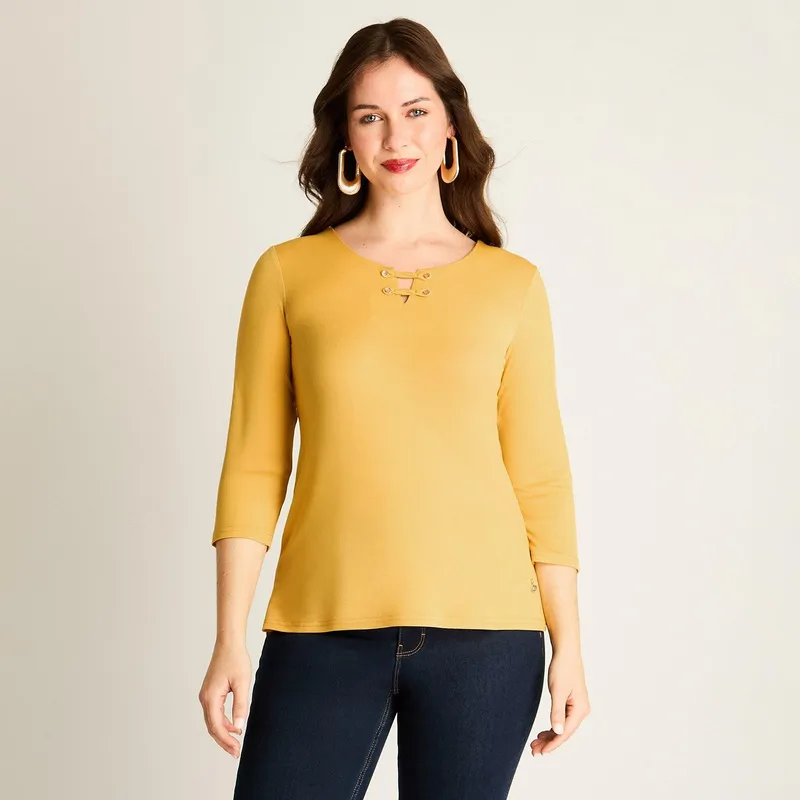 LORENZO DI PONTTI - Polera Mostaza con Detalle de Amarra