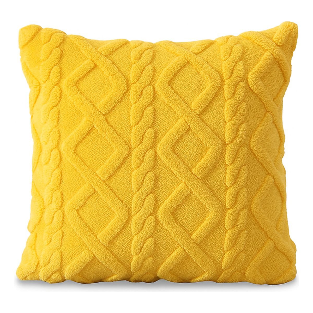 ARMONIA - Funda cojín pelo trenzado amarillo suave 45x45 decoración 758
