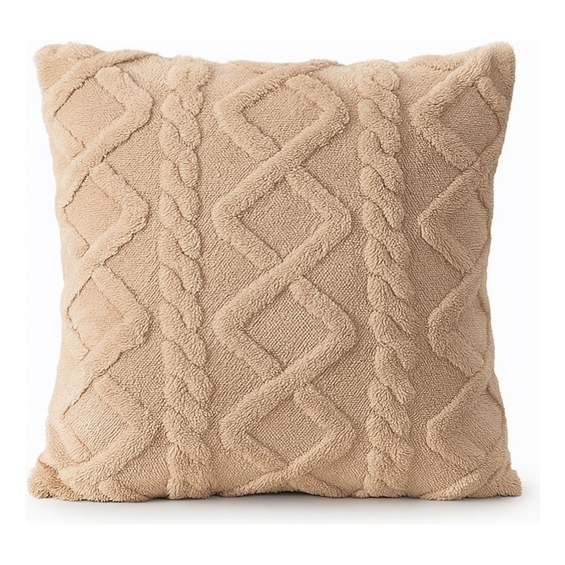 ARMONIA - Funda cojín pelo trenzado beige suave 45x45 decoración 758
