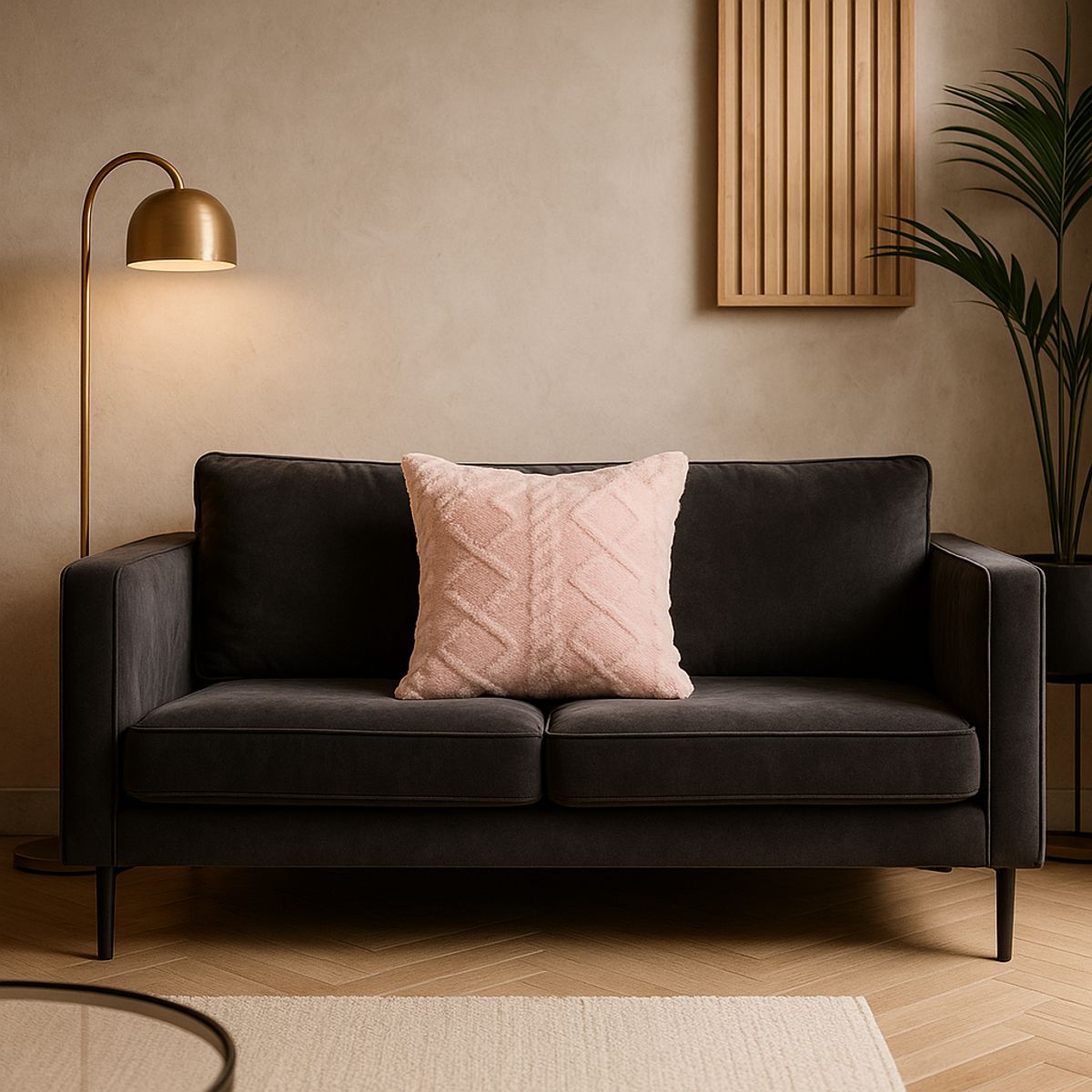 ARMONIA - Funda almohadón rosa pelo trenzado textura suave hogar 758