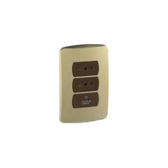 SCHNEIDER ELECTRIC - Cargador Usb + 2 Enchufes Dorado/café Schneider Miluz