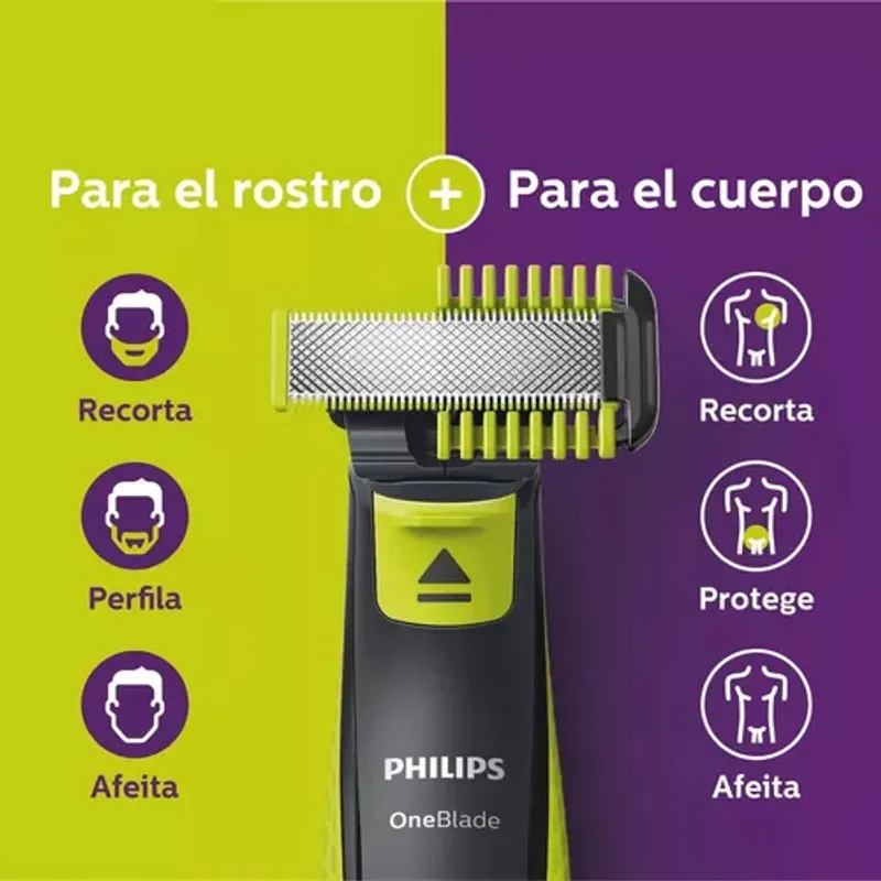 PHILIPS - Oneblade Philips Qp2824 Afeita Cara Cuerpo Recorta Perfila Verde Lima