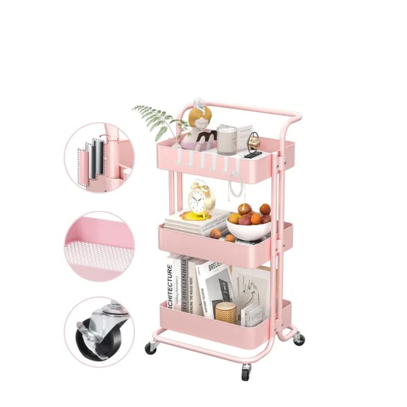 GENERICO - Carrito Organizador Carro Con Ruedas Asa Estante 3 Niveles SKU CF