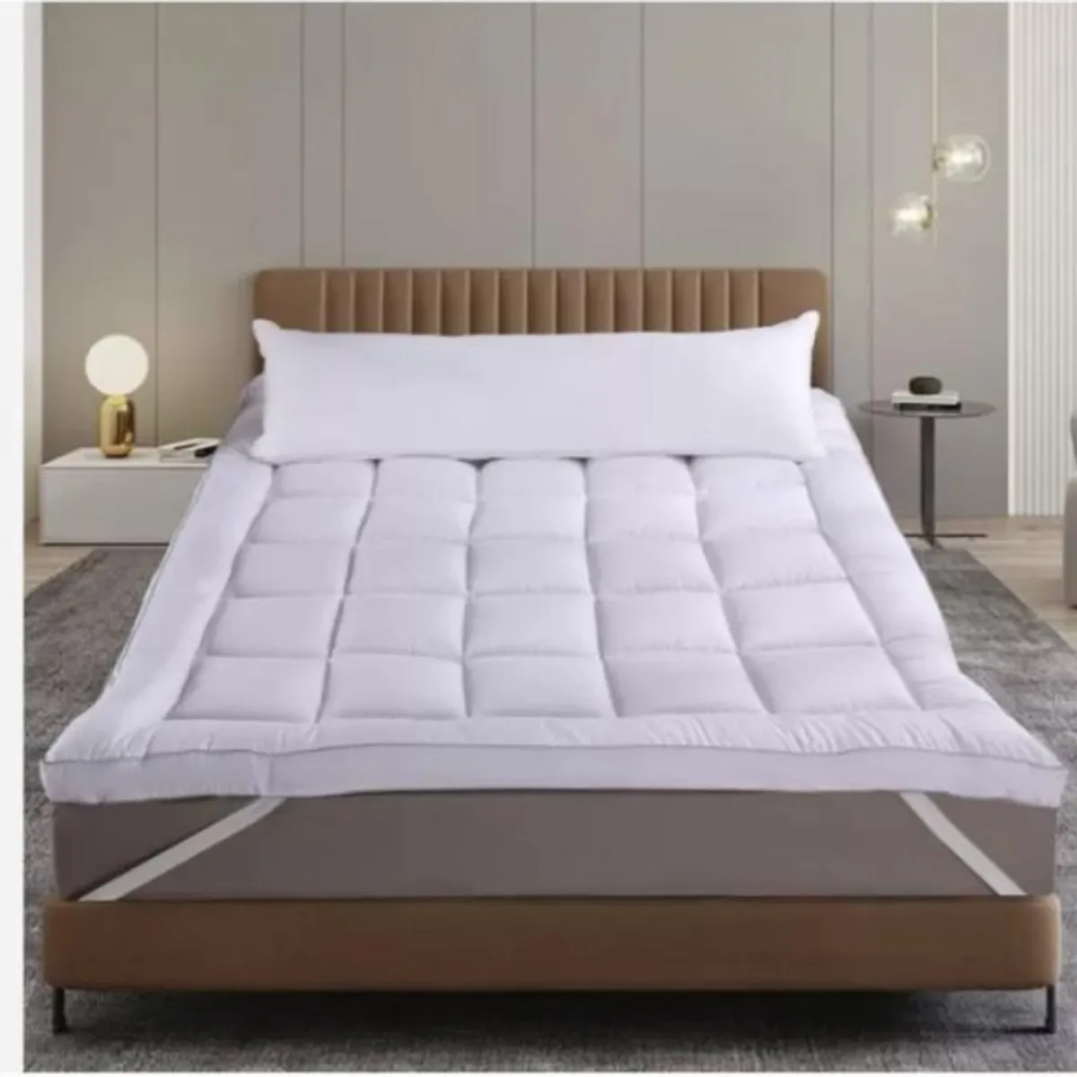 MUNDO MAGIA - Cubrecolchón Topper Ultra Acolchado 2 Plazas Color Blanco