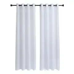 GENERICO - Cortina Velo Liso Con Argolla 140x220 Cm 2 Paño - Blanco