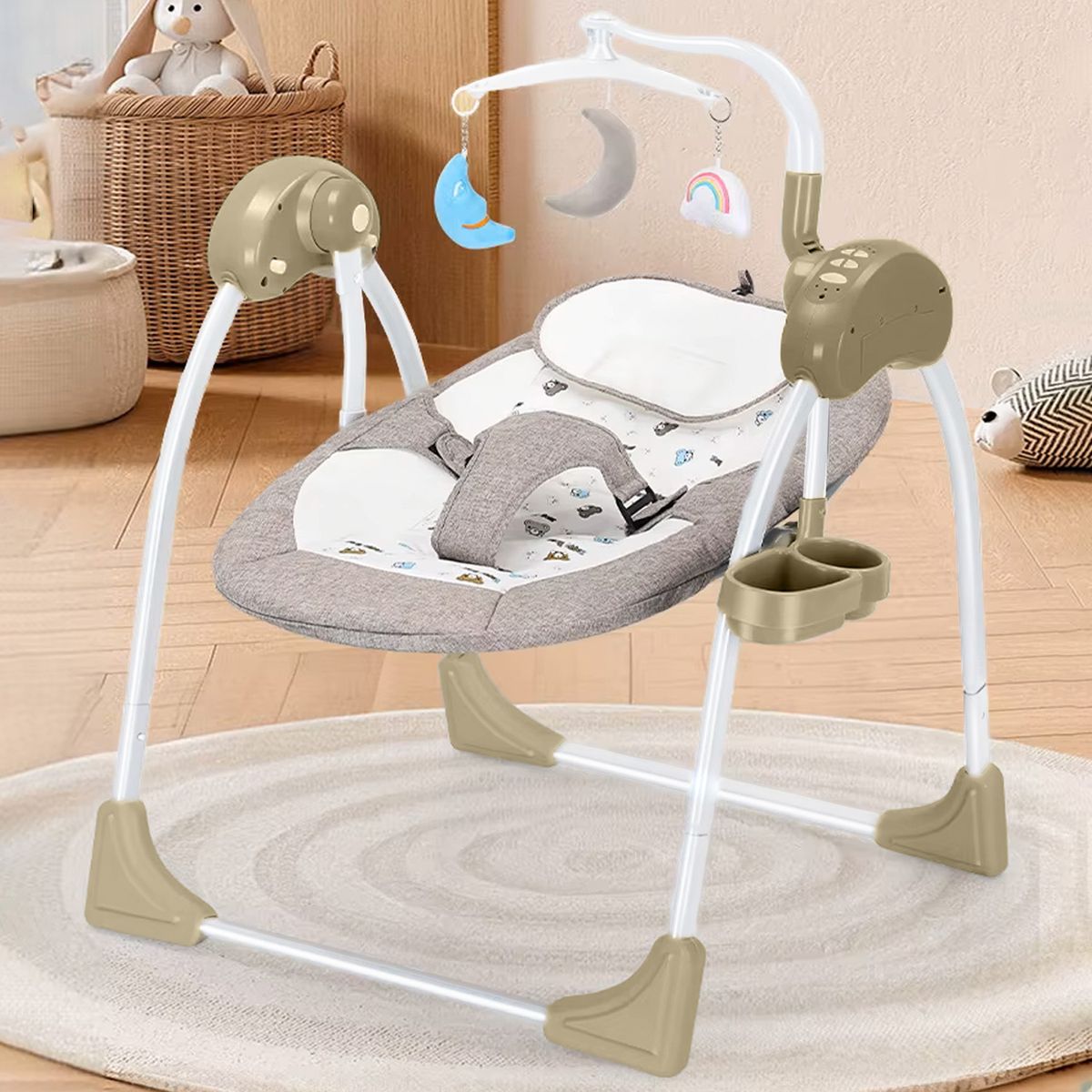 MON PETIT - Silla Mecedora Bebe Columpio Electrica Bluetooth Reclinable