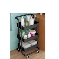 Carrito Organizador Carro Con Ruedas Asa Estante 3 Niveles Color Negro