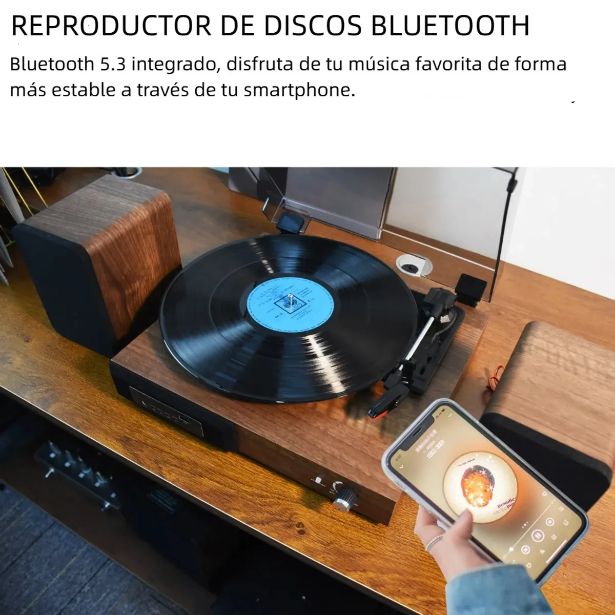 MUNDO MAGIA - Tornamesa Bluetooth Tocadiscos de vinilo + Parlantes Externos