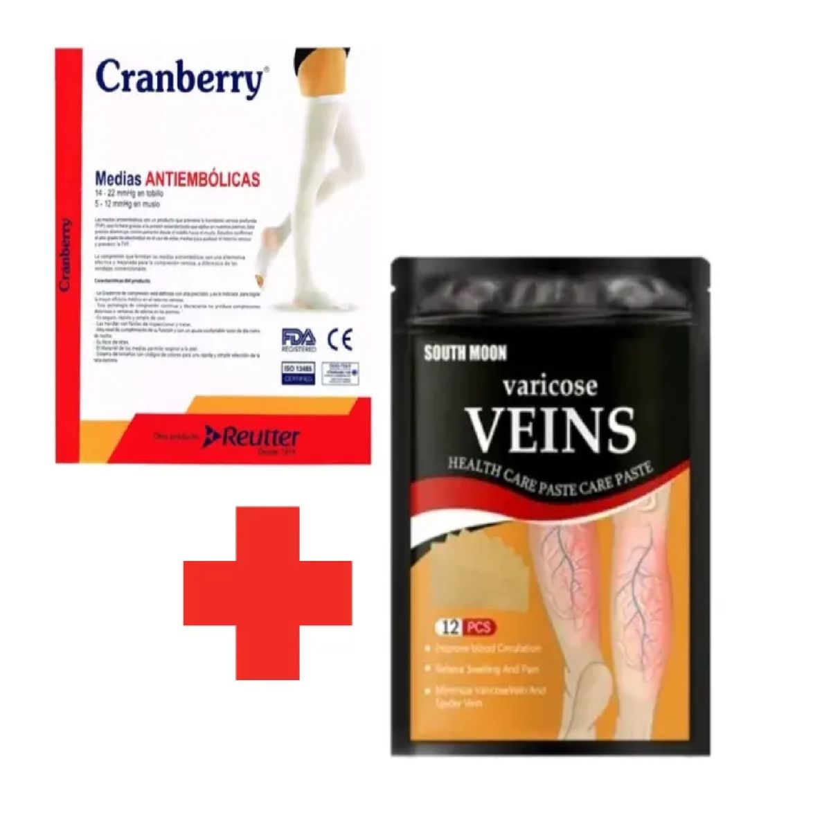 CRAMBERRY - Medias Compresion Trombosis Venosa + Parche Varices Talla XL