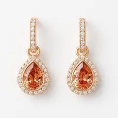 BLOOM CRYSTAL - Aros oro rosa con cristal Austria melocotón elegantes hipoalergénicos