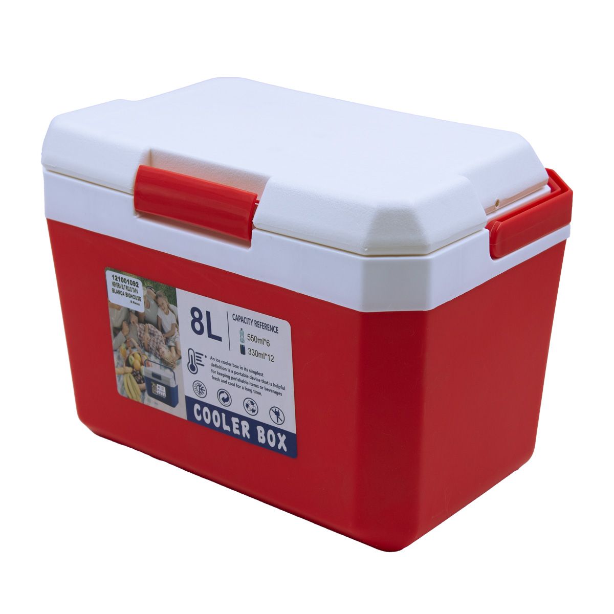 GENERICO - Cooler 8 litros rojo tapa blanca