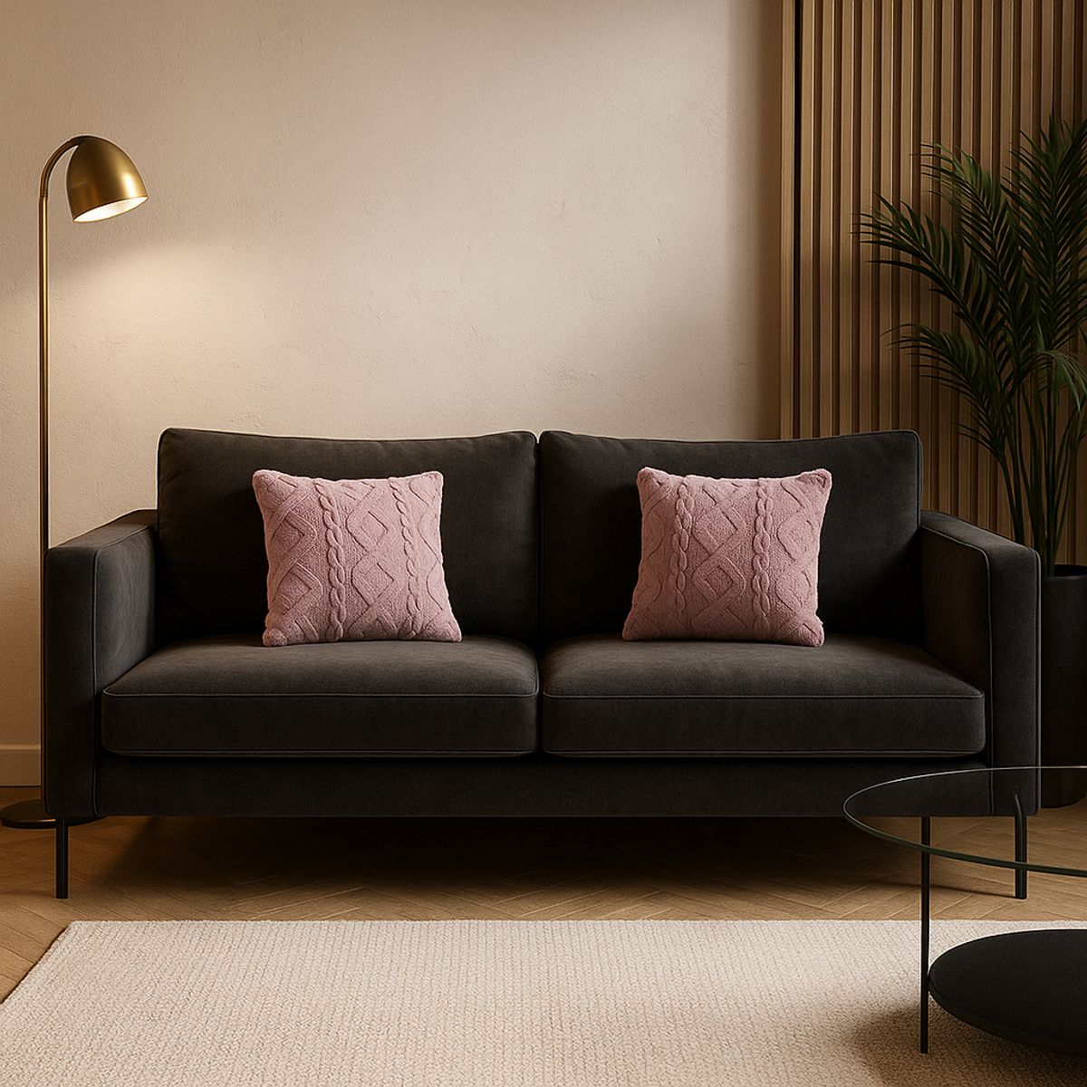 ARMONIA - Pack 2 fundas decorativas lila pelo trenzado suave living Chile 758