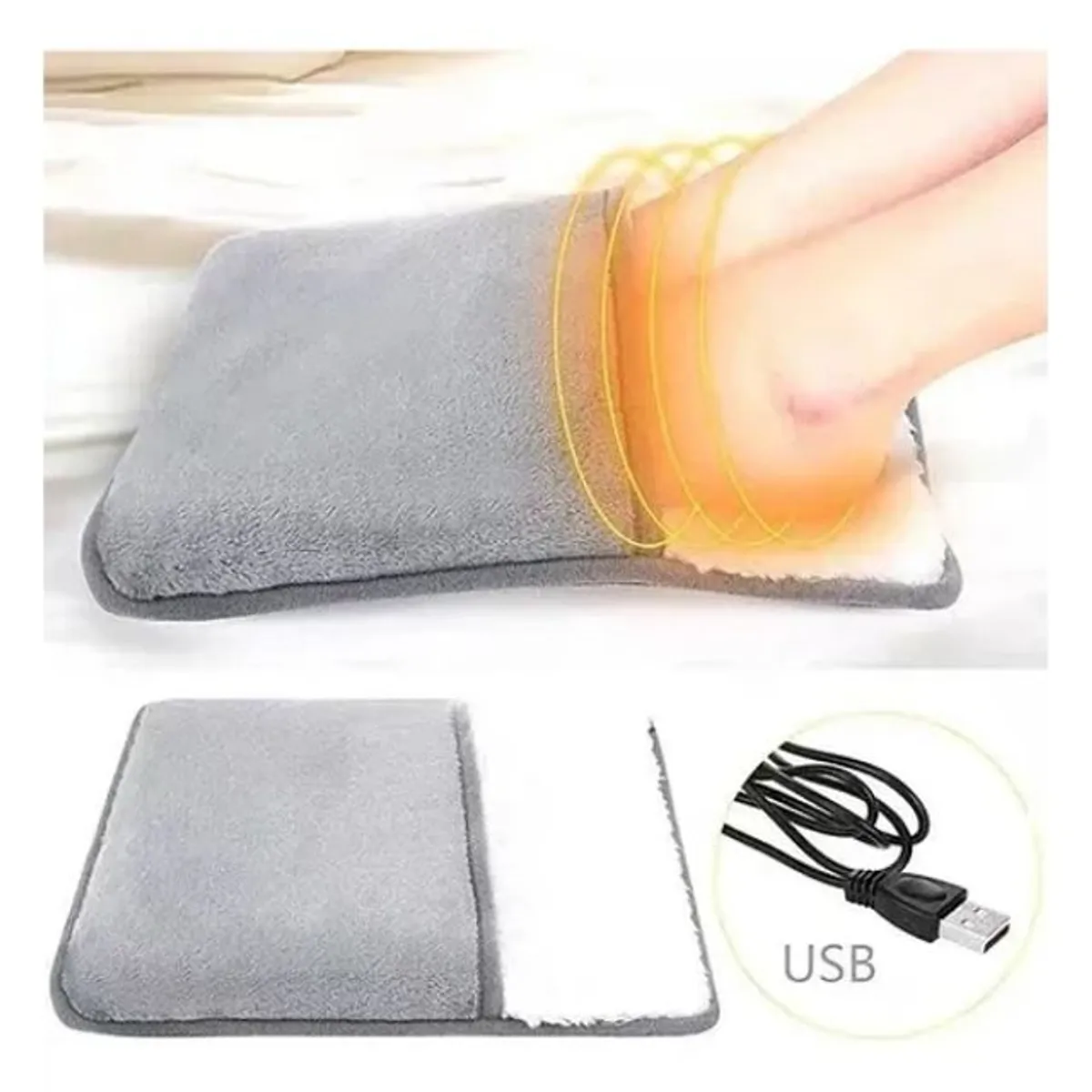 GENERICO - Manta Calentador Calienta Pies Eléctrico Usb Polar Gris Lisa