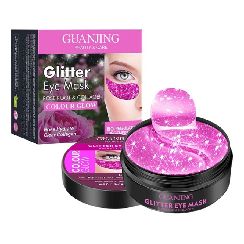 GENERICO - Mascarilla Ojos Glitter Rosa  Colágeno–Desinflama, Ilumina y Rejuvenece