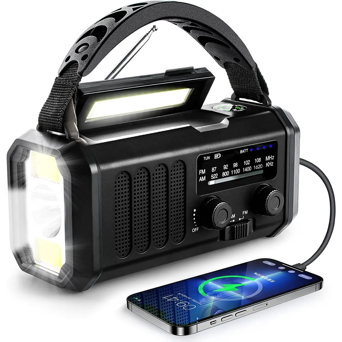 MUNDO MAGIA - Radio Amfm Con Energía Solar Carga Usb Y Luz Radios Audio