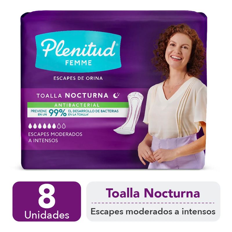 PLENITUD - Toalla Ultra Antibacterial Plenitud Femme Nocturna 8 Unidades