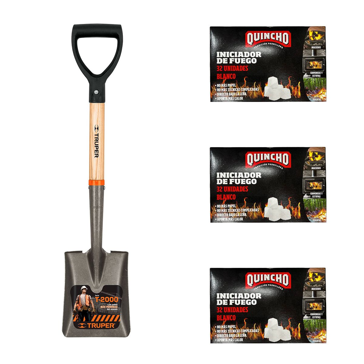 TRUPER - Pala Cajuelera Truper+ 3 un Pastilla encender 32un Quincho