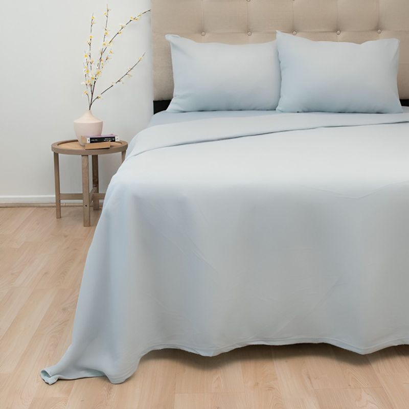 MASHINI - Sábanas Polar Lisa Composé 2 Plazas / Bicolor Celeste– Doral