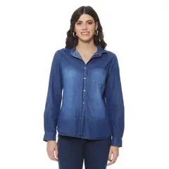 WADOS - BLUSA CLASICA DENIM CUELLO CAMISERO